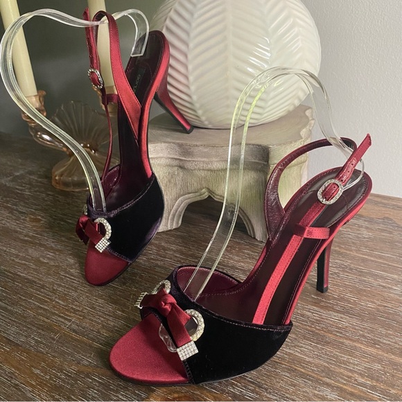 Sergio Rossi Burgundy Wine Sparkly Heels Women’s 39 - Picture 9 of 13